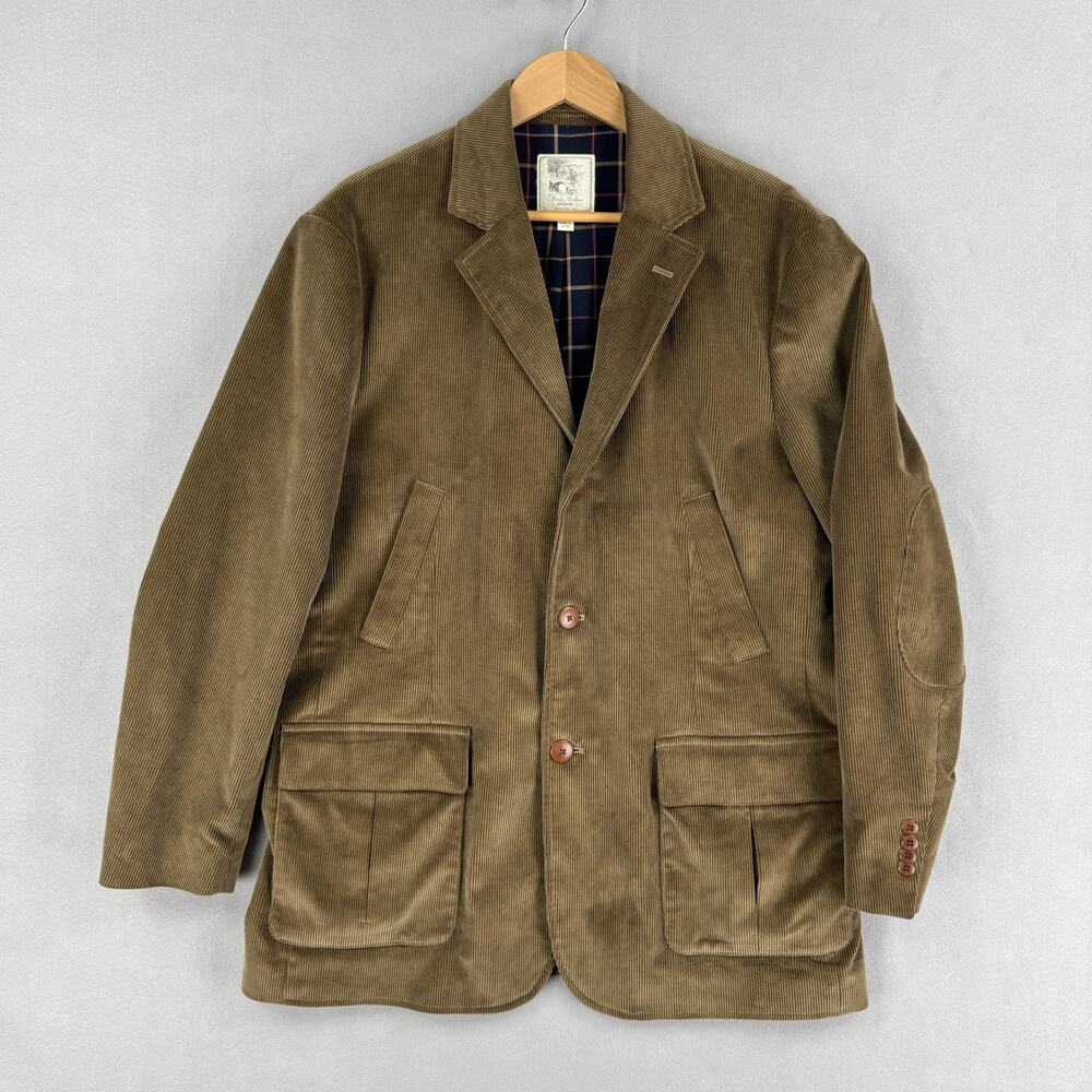 Brooks Brothers Sport Coat Mens Large Brown Corduroy Elbow Patch Field Jacket